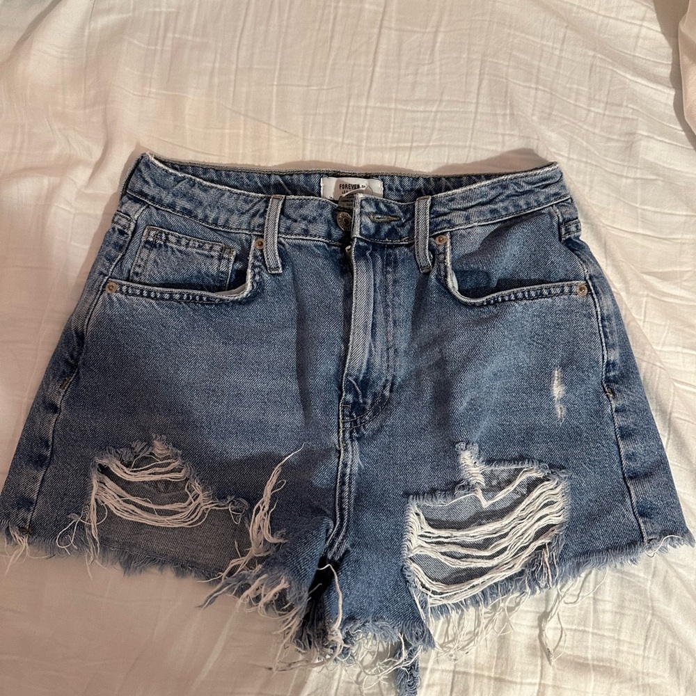 Distressed Denim Shorts